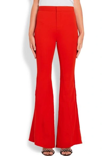 Shop Givenchy Satin-trimmed Stretch-crepe Flared Pants