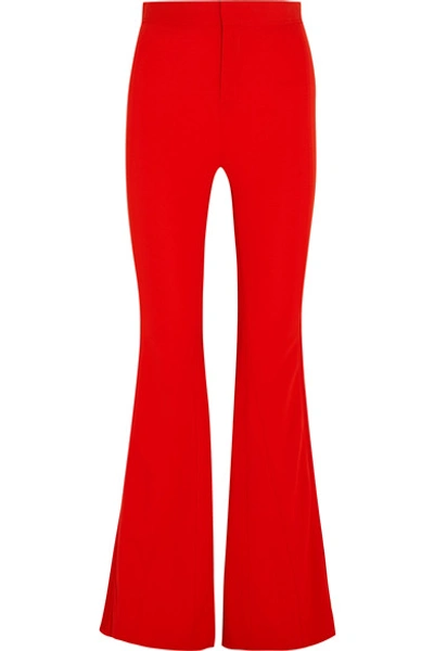 Shop Givenchy Satin-trimmed Stretch-crepe Flared Pants
