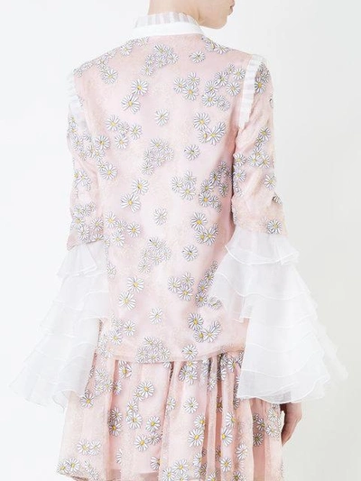 Macgraw Daisy Print Ruffled Blouse In Pink
