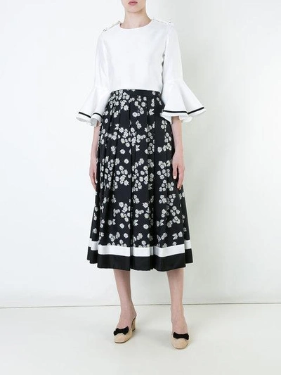 Shop Macgraw Daisy Chain Silk Skirt In Black