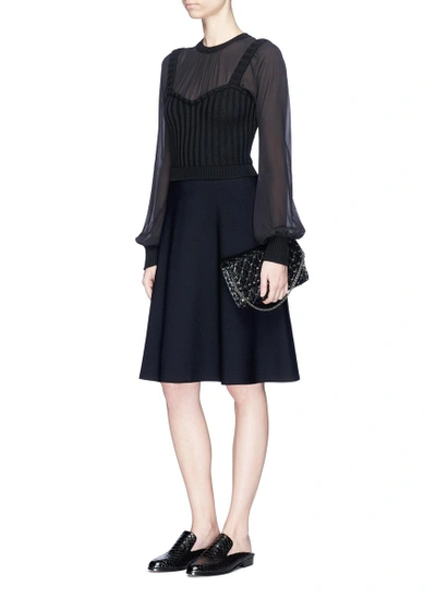 Shop Valentino Crepe And Knit Dress