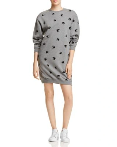 Shop Mcq By Alexander Mcqueen Mcq Alexander Mcqueen Swallow Print Sweatshirt Dress In Gray