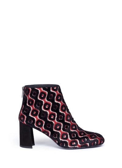 Stuart Weitzman Bacari Tapestry Chunky-heel Booties, Rosso In Rosso Tapestry
