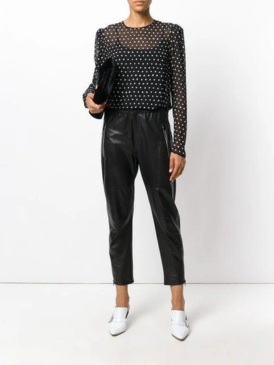 Shop Saint Laurent Polka Dot Blouse - Black