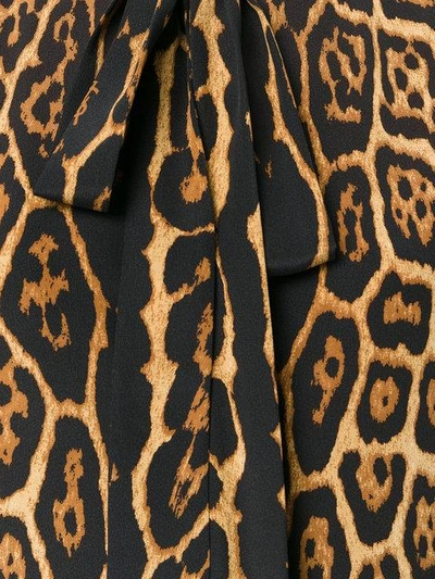 Shop Saint Laurent Leopard Print Neck Tie Dress In Black