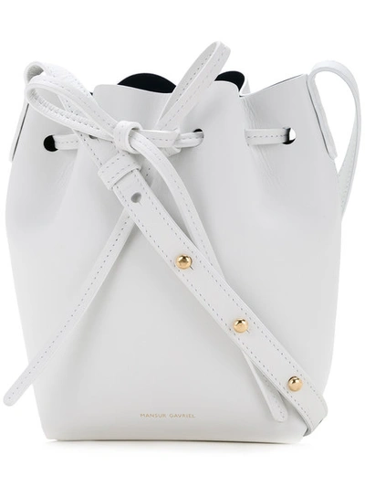 Mansur Gavriel Mini Bucket Bag In White/blu