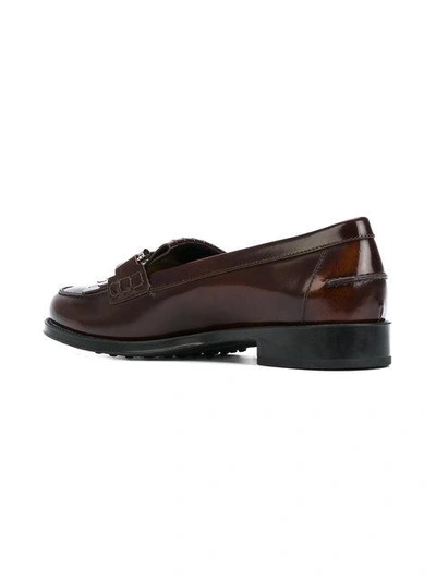 Shop Tod's Double T Fringed Loafers - Brown