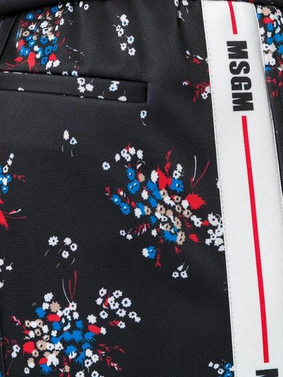 Shop Msgm Floral Print Straight Trousers In Black