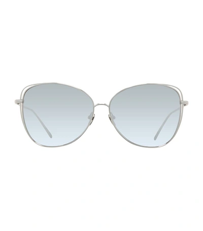 Shop Linda Farrow Cat Eye Sunglasses In Silver