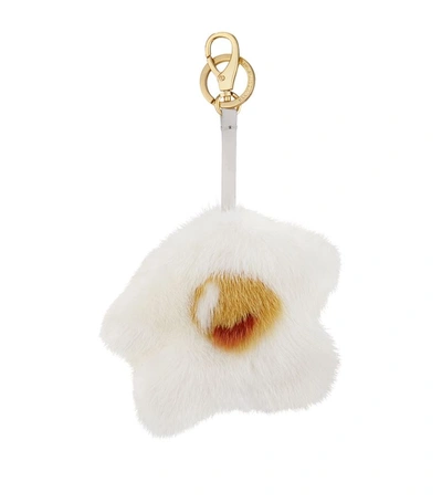 Shop Anya Hindmarch Egg Tassel Fur Bag Charm In White
