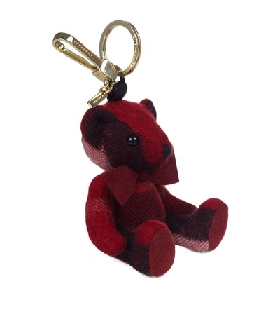 Shop Burberry Thomas Check Bear Charm In Red