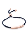 Monica Vinader Engravable Linear Friendship Bracelet In Navy Blue
