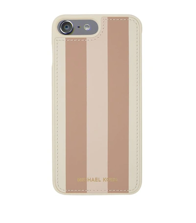 Michael Kors Leather Stripe Iphone 7 Plus Case In Pink
