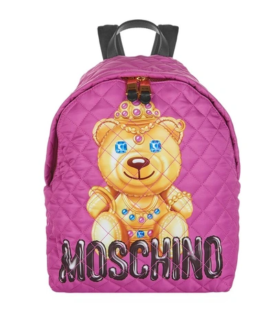 Shop Moschino Quilted Bear Backpack In B1244 Pink