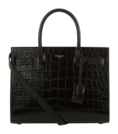 Shop Saint Laurent Baby Sac De Jour Croc Embossed Bag In Black