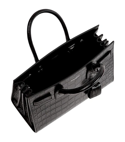 Shop Saint Laurent Baby Sac De Jour Croc Embossed Bag In Black