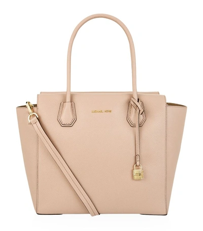 Michael Kors Large Leather Mercer Satchel In Fawn