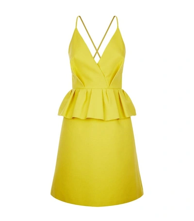 Delpozo Peplum Cami Strap Dress In Yellow
