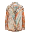 SANDRO Tie-Dye Embellished Silk Blouse
