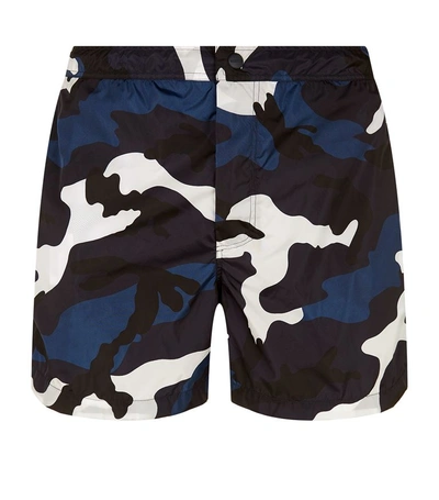 Valentino Camouflage Print Swimming Shorts In Dark Blue