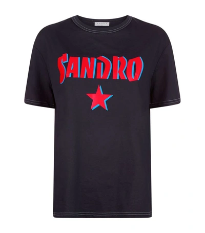 Sandro Logo Motif T-shirt In Blue