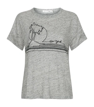 Shop Rag & Bone Embroidered Palm Tree T-shirt In Grey