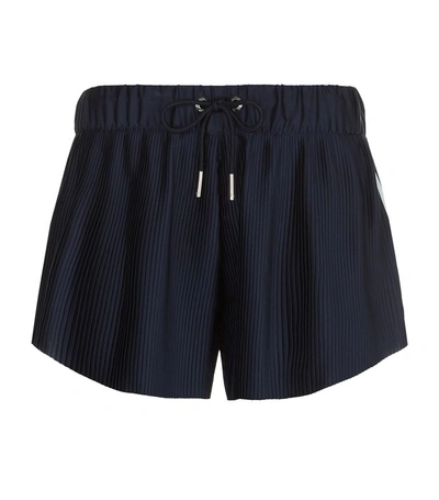 Adidas Originals Pleated 3-stripe Shorts In Blue