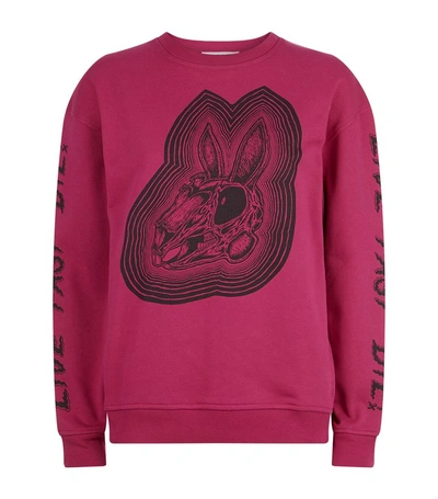 Mcq By Alexander Mcqueen "bunny Be Here Now" Classic Sweatshirt In Dark Magenta