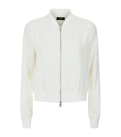 Theory Daryette Crepe Bomber Jacket In Ivory