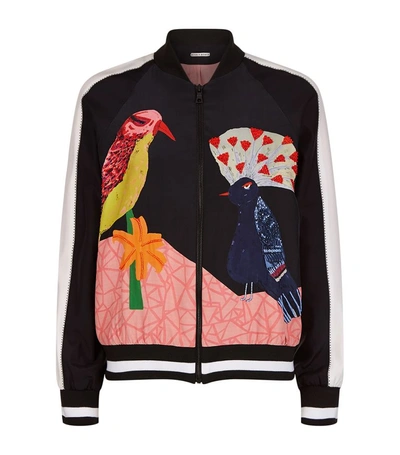 Shop Alice And Olivia Felisa Bird Print Bomber Jacket In Multi