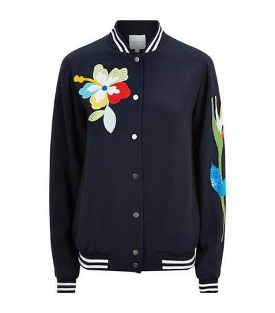 Shop Mira Mikati Sequined Parrot Bomber Jacket In Navy