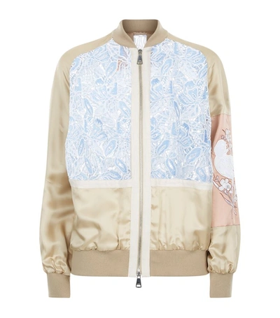 Shop N°21 Broderie Anglaise Insert Bomber Jacket In Beige