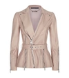 Alexander Mcqueen Zip Up Leather Jacket In Pink