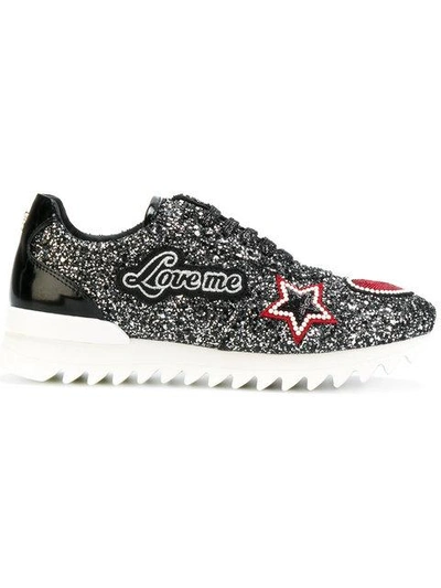 Shop Philipp Plein Sneakers Mit Glitzer In Black