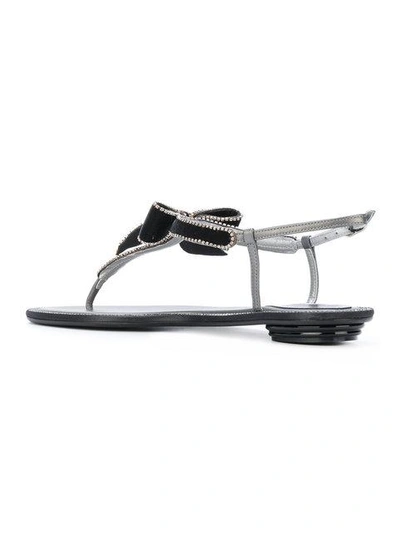 Shop René Caovilla Bow Embellished Flat Sandals