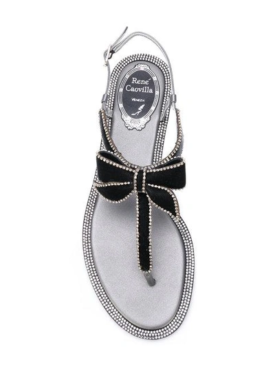 Shop René Caovilla Bow Embellished Flat Sandals