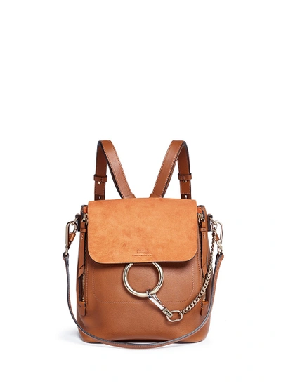 Shop Chloé 'faye' Small Suede Flap Leather Backpack