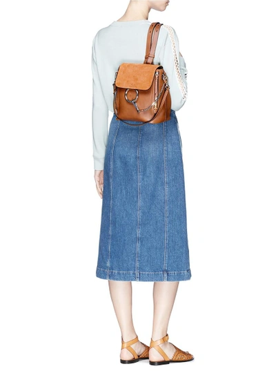 Shop Chloé 'faye' Small Suede Flap Leather Backpack