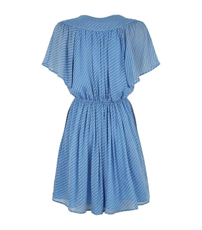 Shop Claudie Pierlot Polka-dot Ruffle Dress In Blue