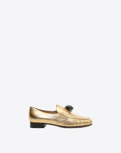 Valentino Garavani 20mm Panther Leather Loafers In Gold