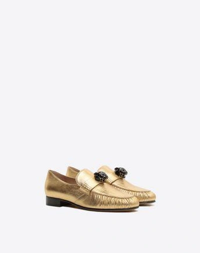 Shop Valentino Panther Loafer In Gold