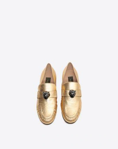 Shop Valentino Panther Loafer In Gold