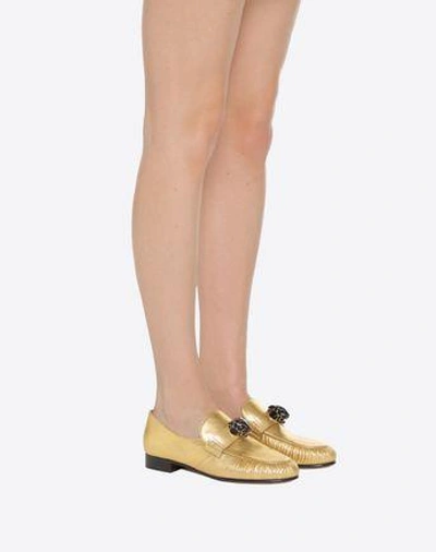 Shop Valentino Panther Loafer In Gold