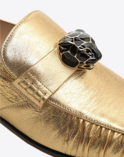 Shop Valentino Panther Loafer In Gold