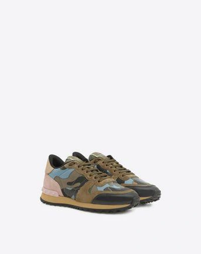 Shop Valentino Camouflage Rockrunner Sneaker In Military Green