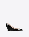Valentino 'rockstud' Patent Leather Wedge Pumps In Black