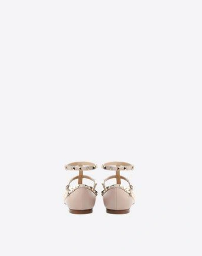 Shop Valentino Garavani Rockstud Caged Ballet Flat In Poudre