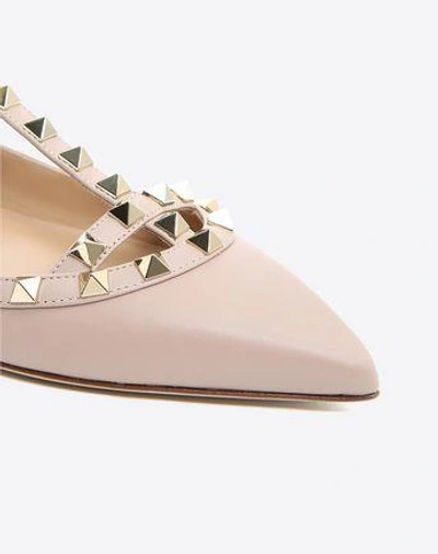 Shop Valentino Garavani Rockstud Caged Ballet Flat In Poudre