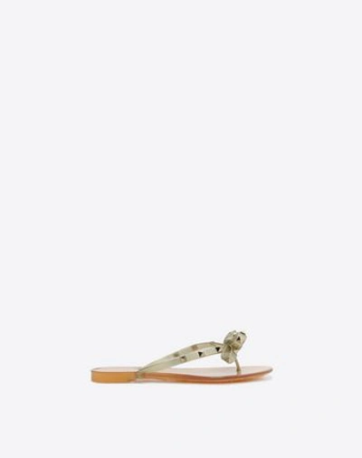 Shop Valentino Garavani Rockstud Glittered Rubber Flip Flop In Gold