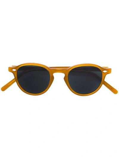 Shop Lesca Round Frame Sunglasses In Yellow
